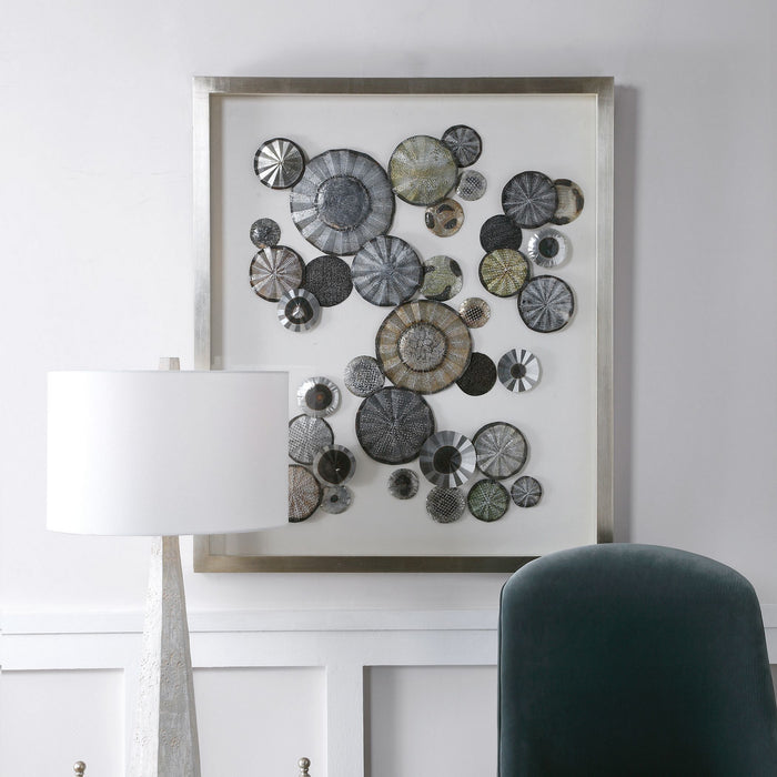 Uttermost 04227 Shadow Box, Silver, Charcoal, Rust, Blue, And Green