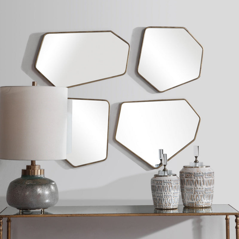 Uttermost 09616 Mirror, Set Of 4, Aged Gold