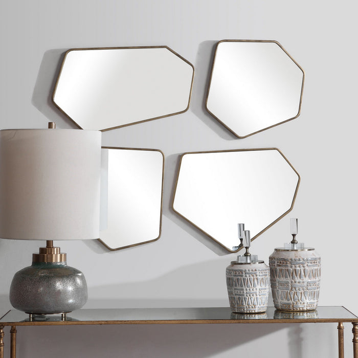 Uttermost 09616 Mirror, Set Of 4, Aged Gold