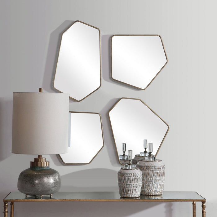 Uttermost 09616 Mirror, Set Of 4, Aged Gold