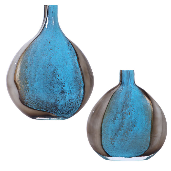 Uttermost 17741 Vases, S/2, Cobalt And Black