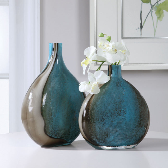 Uttermost 17741 Vases, S/2, Cobalt And Black