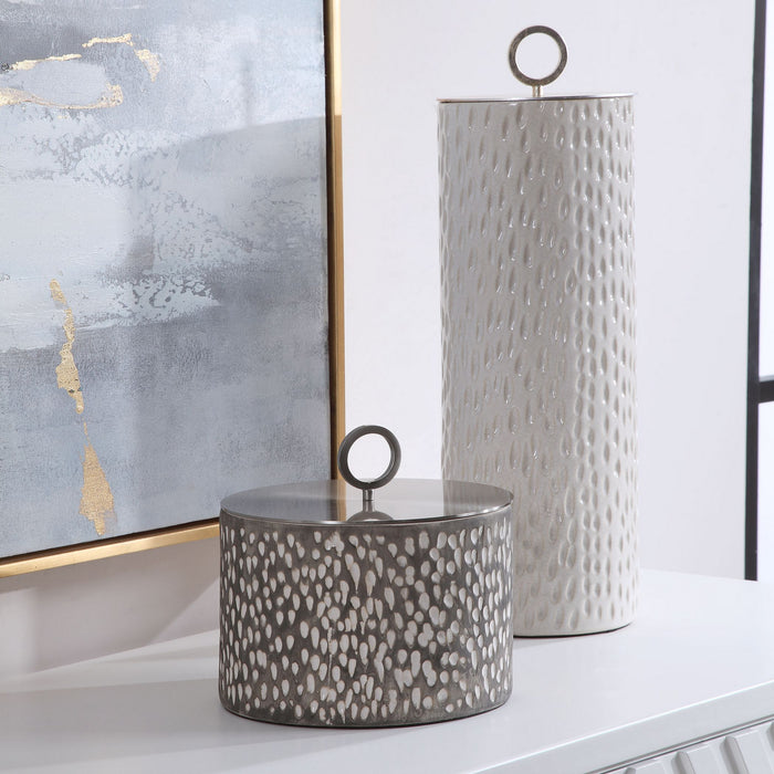 Uttermost 17766 Containers, S/2, Off-white And Smoke Gray