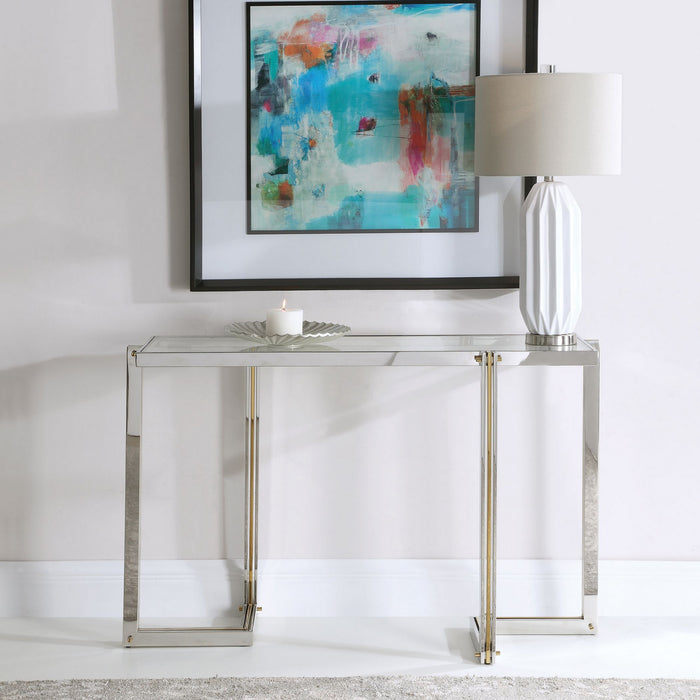 Uttermost 24937 Console Table, Polished Nickel