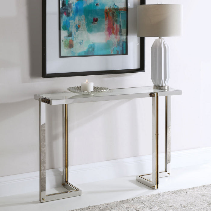 Uttermost 24937 Console Table, Polished Nickel