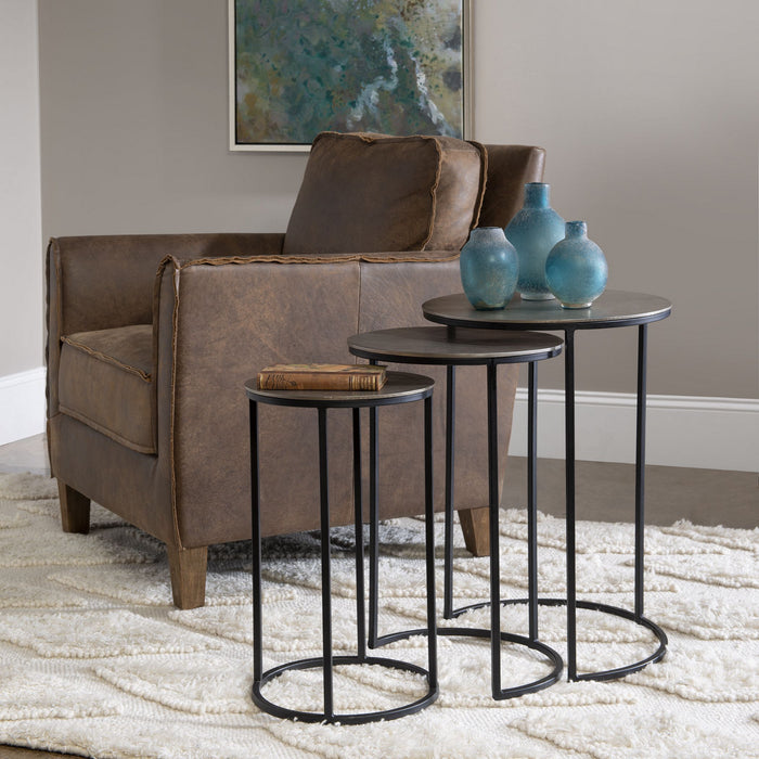 Uttermost 25057 Nesting Tables, Set/3, Antique Nickel
