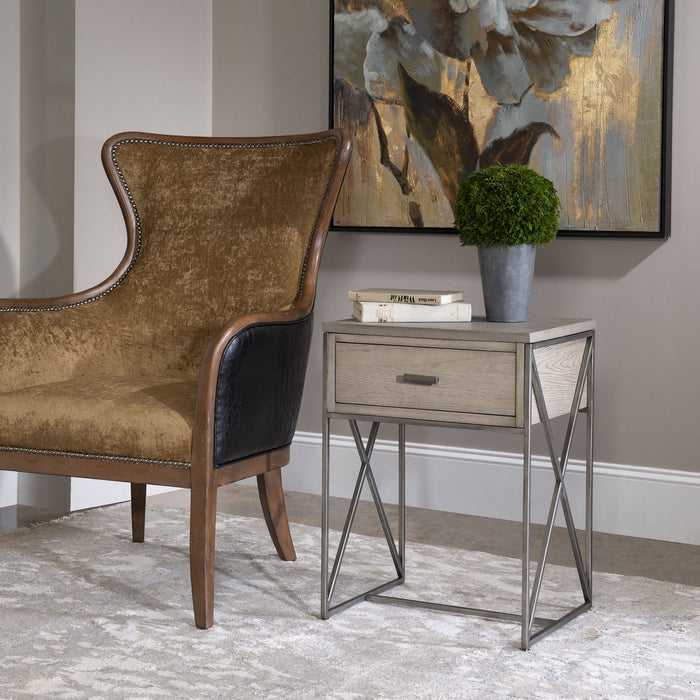 Uttermost 25367 Side Table, Brushed Pewter