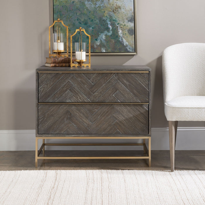 Uttermost 25376 Drawer Chest, Brushed Brass