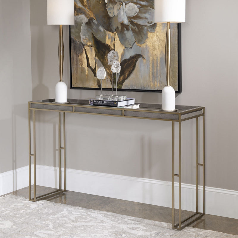 Uttermost 25377 Console Table, Brushed Brass