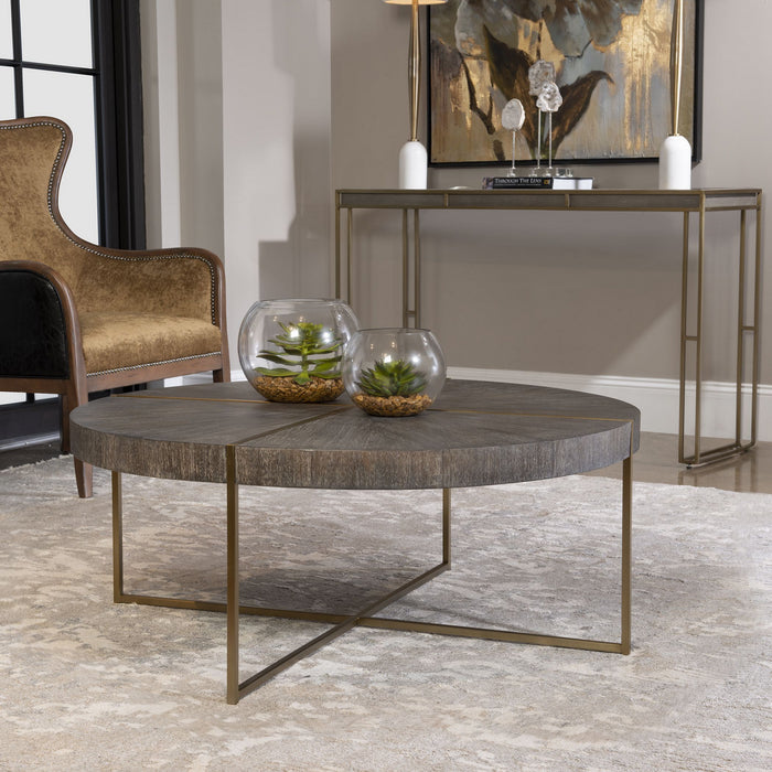 Uttermost 25378 Coffee Table, Brushed Brass