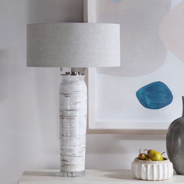 Uttermost 28275 Two Light Table Lamp, Brushed Nickel