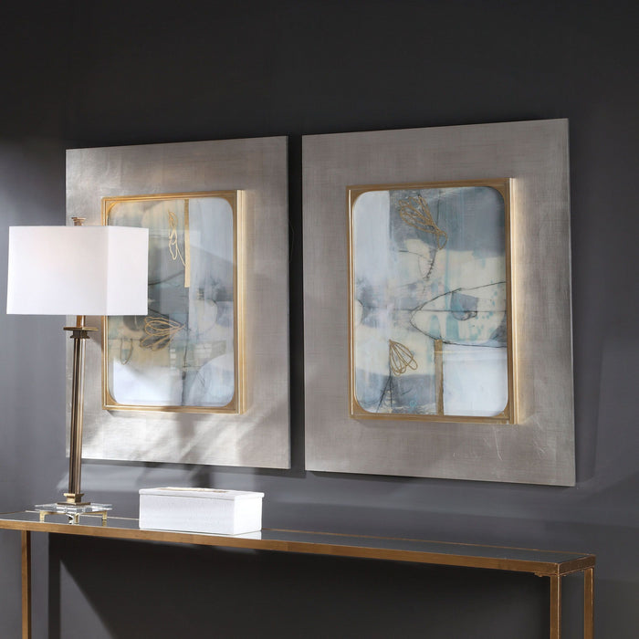 Uttermost 41613 Abstract Prints, S/2, Silver Leaf