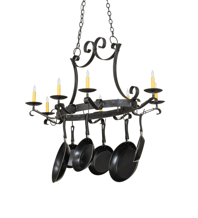 Meyda Tiffany 188401 Eight Light Pot Rack, Antique Pewter