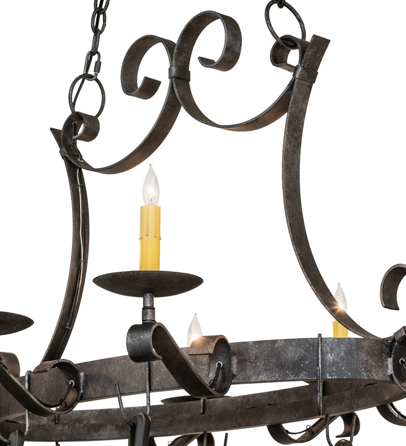 Meyda Tiffany 188401 Eight Light Pot Rack, Antique Pewter