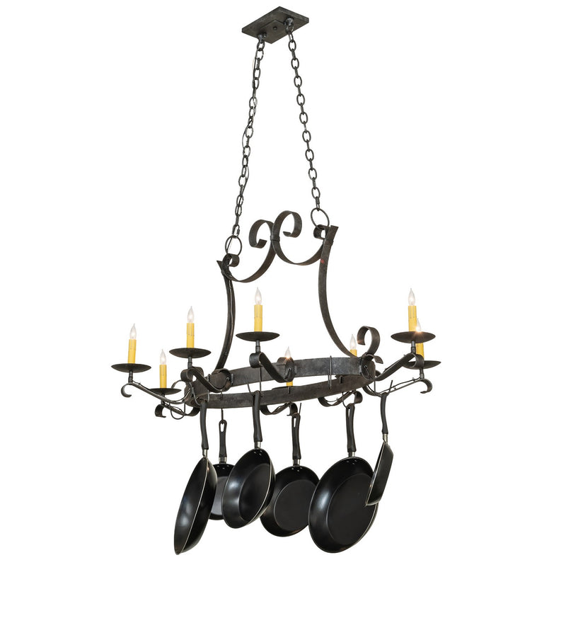 Meyda Tiffany 188401 Eight Light Pot Rack, Antique Pewter