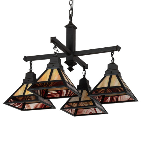Meyda Tiffany 224357 Four Light Chandelier, Craftsman Brown And Oil Rubbed Bronze