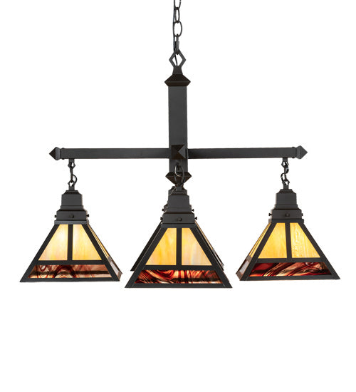 Meyda Tiffany 224357 Four Light Chandelier, Craftsman Brown And Oil Rubbed Bronze