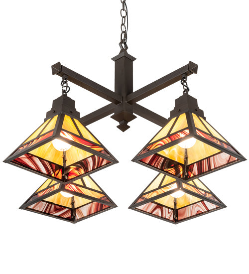 Meyda Tiffany 224357 Four Light Chandelier, Craftsman Brown And Oil Rubbed Bronze