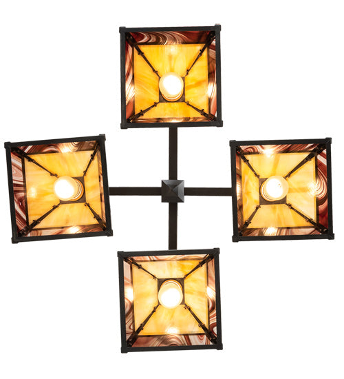 Meyda Tiffany 224357 Four Light Chandelier, Craftsman Brown And Oil Rubbed Bronze