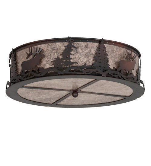 Meyda Tiffany 225429 Four Light Flushmount, Wrought Iron On Rust