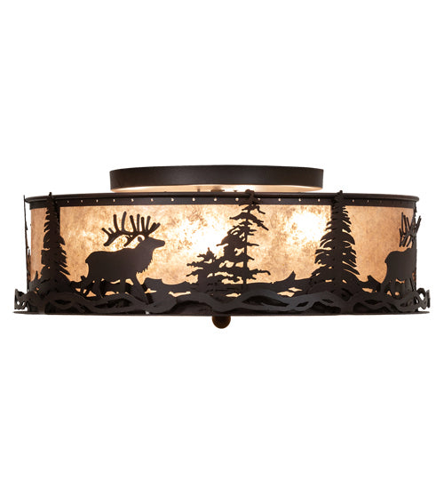 Meyda Tiffany 225429 Four Light Flushmount, Wrought Iron On Rust