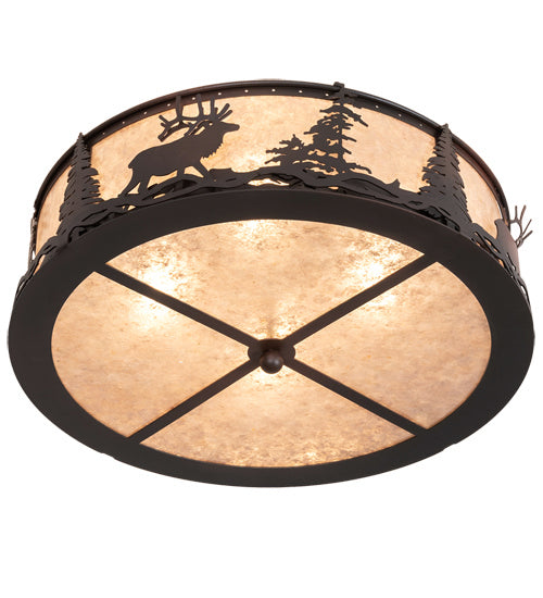 Meyda Tiffany 225429 Four Light Flushmount, Wrought Iron On Rust