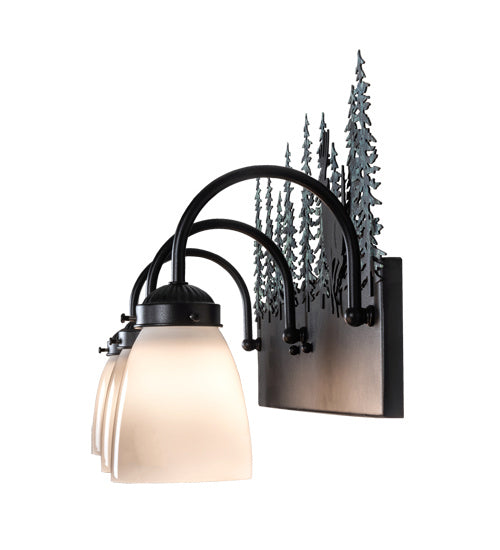 Meyda Tiffany 226178 Three Light Vanity, Textured Black/Green Trees
