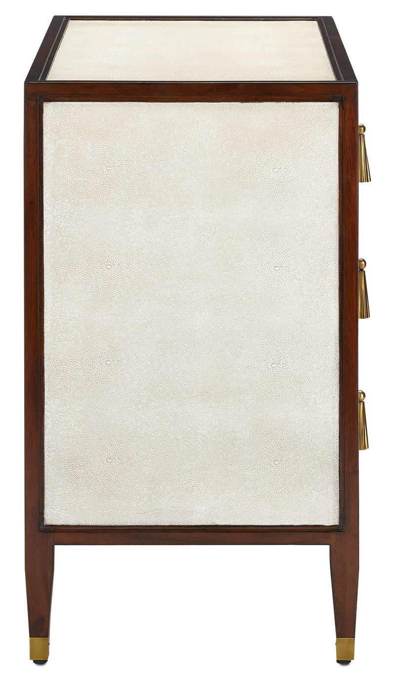 Currey and Company 3000-0141 Chest, Ivory/Dark Walnut/Brass