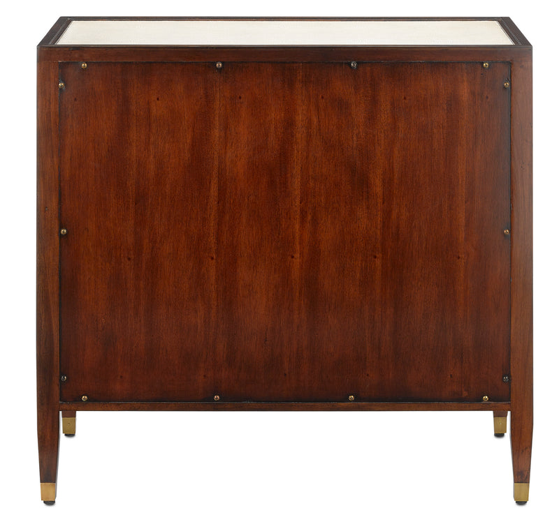 Currey and Company 3000-0141 Chest, Ivory/Dark Walnut/Brass