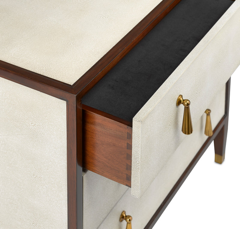 Currey and Company 3000-0141 Chest, Ivory/Dark Walnut/Brass