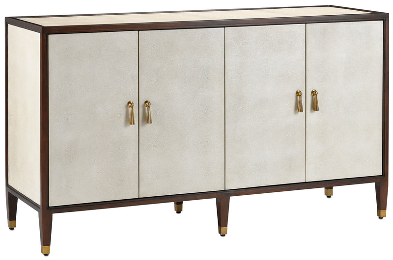 Currey and Company 3000-0142 Credenza, Ivory/Dark Walnut/Brass