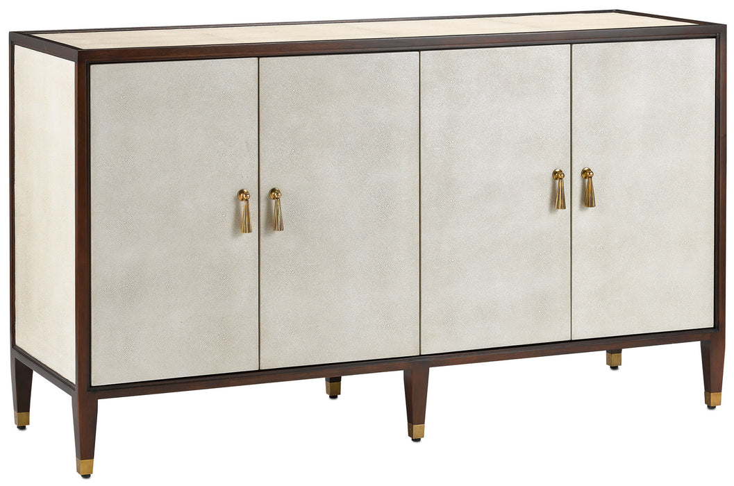 Currey and Company 3000-0142 Credenza, Ivory/Dark Walnut/Brass