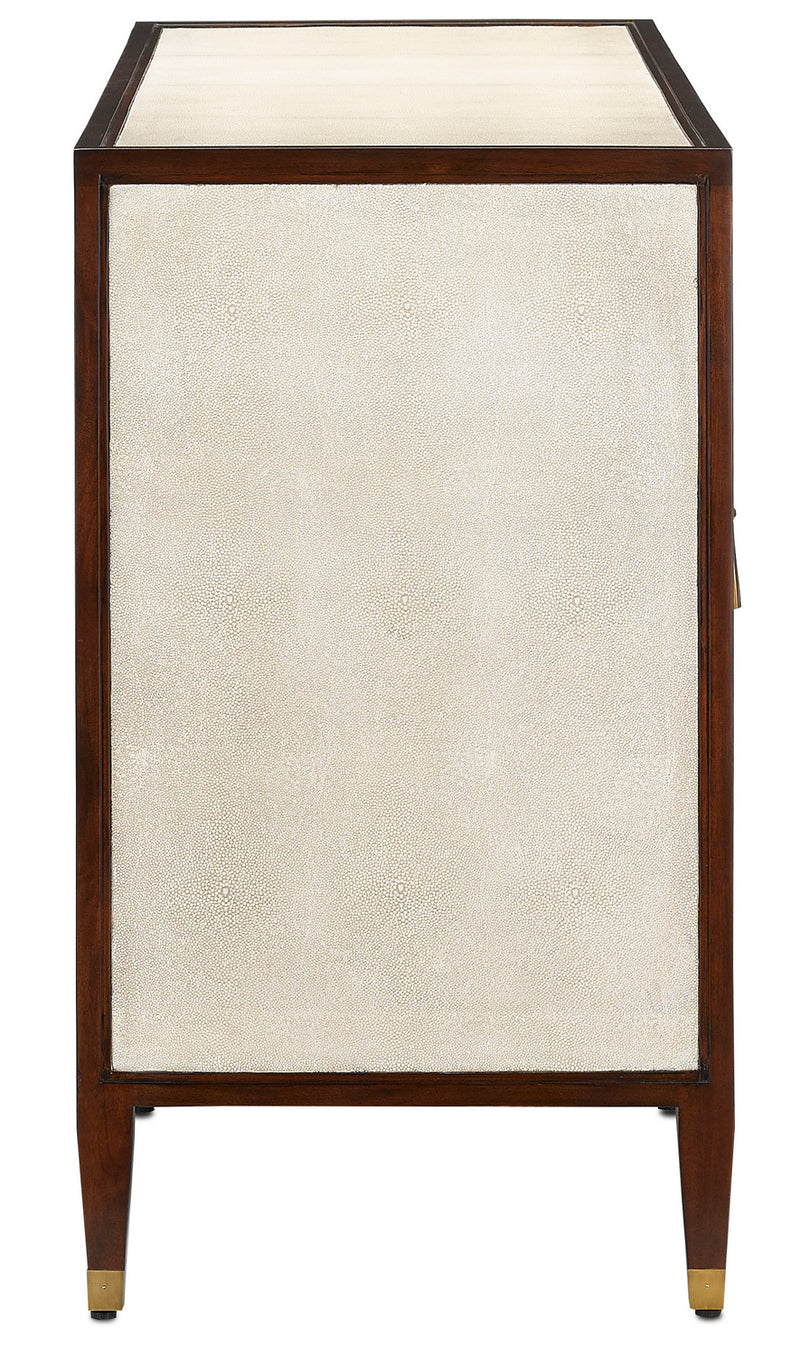Currey and Company 3000-0142 Credenza, Ivory/Dark Walnut/Brass