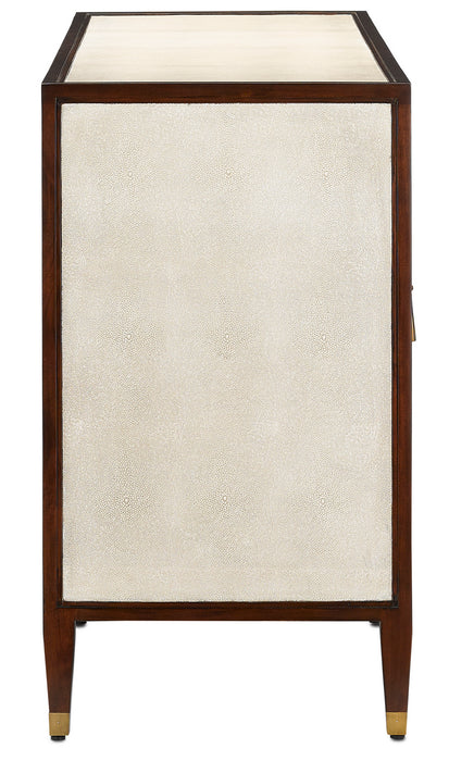Currey and Company 3000-0142 Credenza, Ivory/Dark Walnut/Brass
