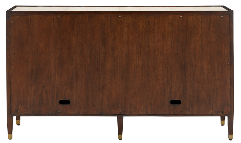 Currey and Company 3000-0142 Credenza, Ivory/Dark Walnut/Brass