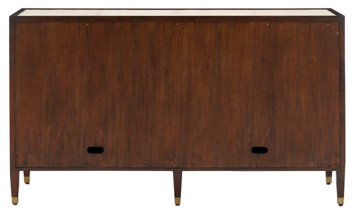 Currey and Company 3000-0142 Credenza, Ivory/Dark Walnut/Brass