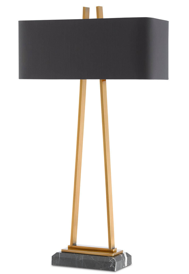 Currey and Company 6000-0566 Two Light Table Lamp, Antique Brass/Black