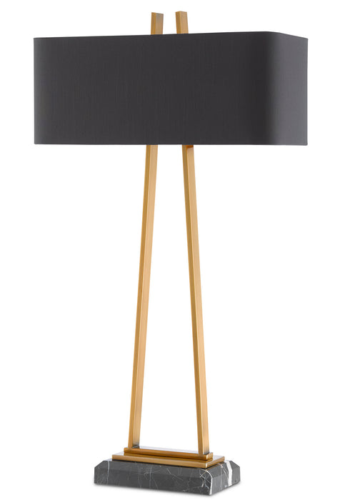 Currey and Company 6000-0566 Two Light Table Lamp, Antique Brass/Black