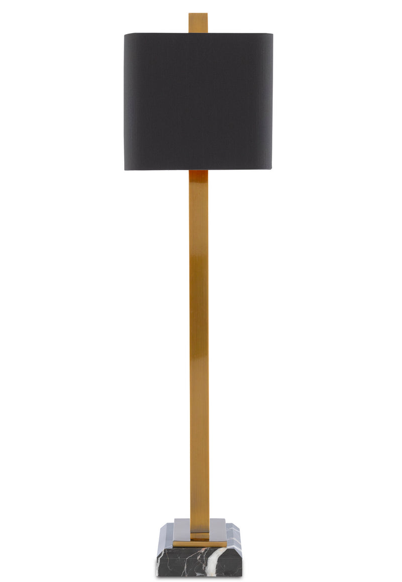 Currey and Company 6000-0566 Two Light Table Lamp, Antique Brass/Black