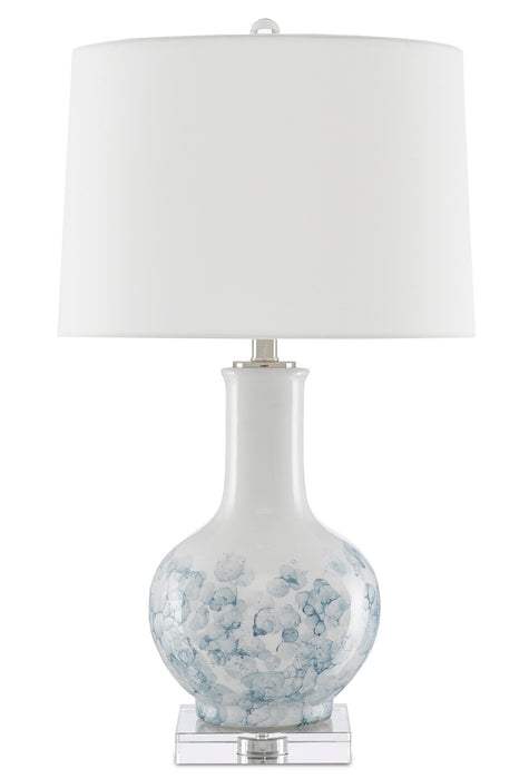 Currey and Company 6000-0581 One Light Table Lamp, White/Blue/Clear/Polished Nickel
