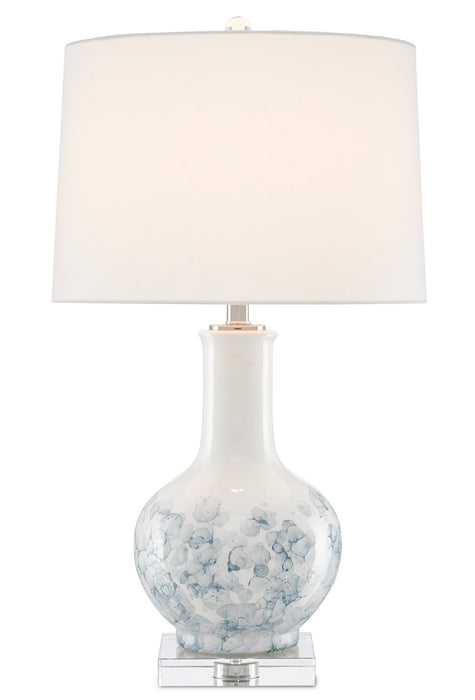Currey and Company 6000-0581 One Light Table Lamp, White/Blue/Clear/Polished Nickel