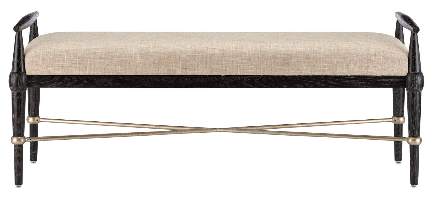 Currey and Company 7000-0052 Bench, Ebonized Wood/Silver Granello