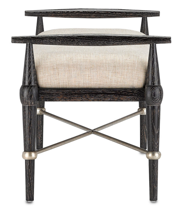 Currey and Company 7000-0052 Bench, Ebonized Wood/Silver Granello