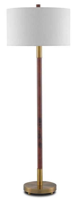 Currey and Company 8000-0081 One Light Floor Lamp, Mahogany/Antique Brass