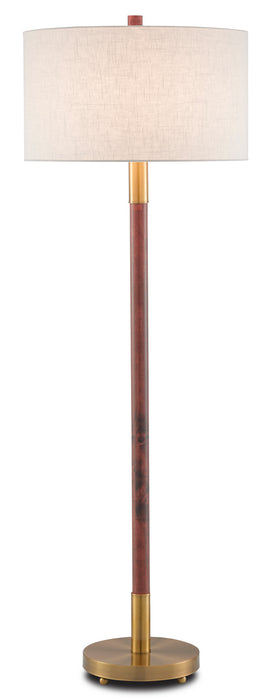 Currey and Company 8000-0081 One Light Floor Lamp, Mahogany/Antique Brass