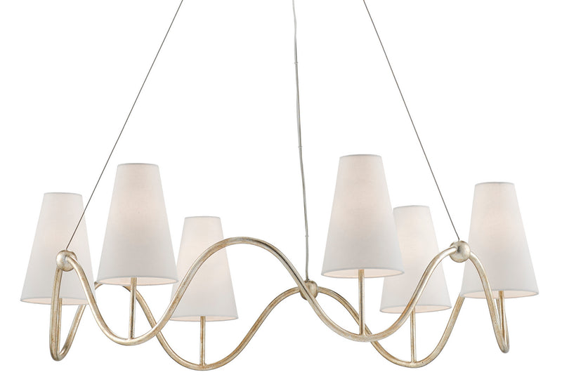 Currey and Company 9000-0526 Six Light Chandelier, Silver Granello