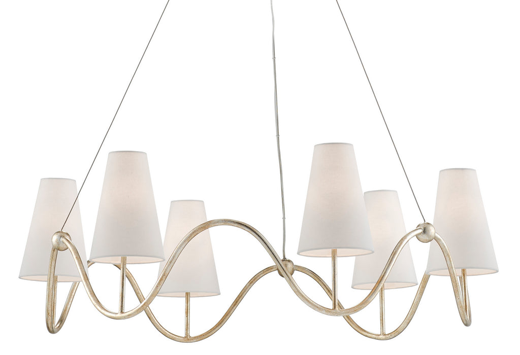 Currey and Company 9000-0526 Six Light Chandelier, Silver Granello