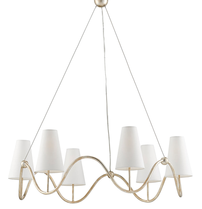 Currey and Company 9000-0526 Six Light Chandelier, Silver Granello