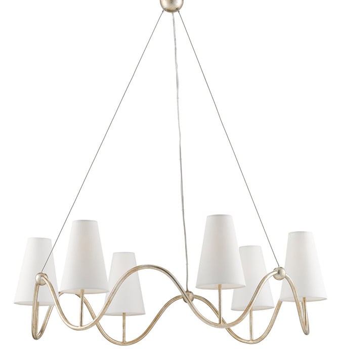 Currey and Company 9000-0526 Six Light Chandelier, Silver Granello