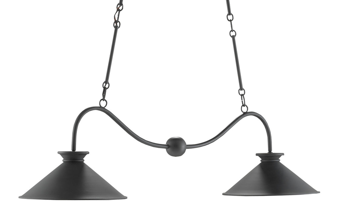 Currey and Company 9000-0533 Two Light Chandelier, Black Bronze/Sugar White